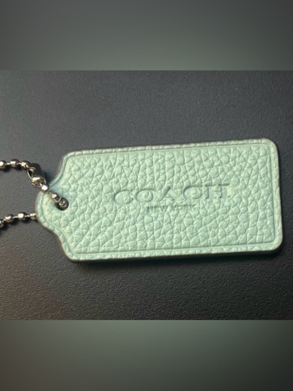 Coach Mint Green Pebbled Leather Bag Charm HangTag🐸